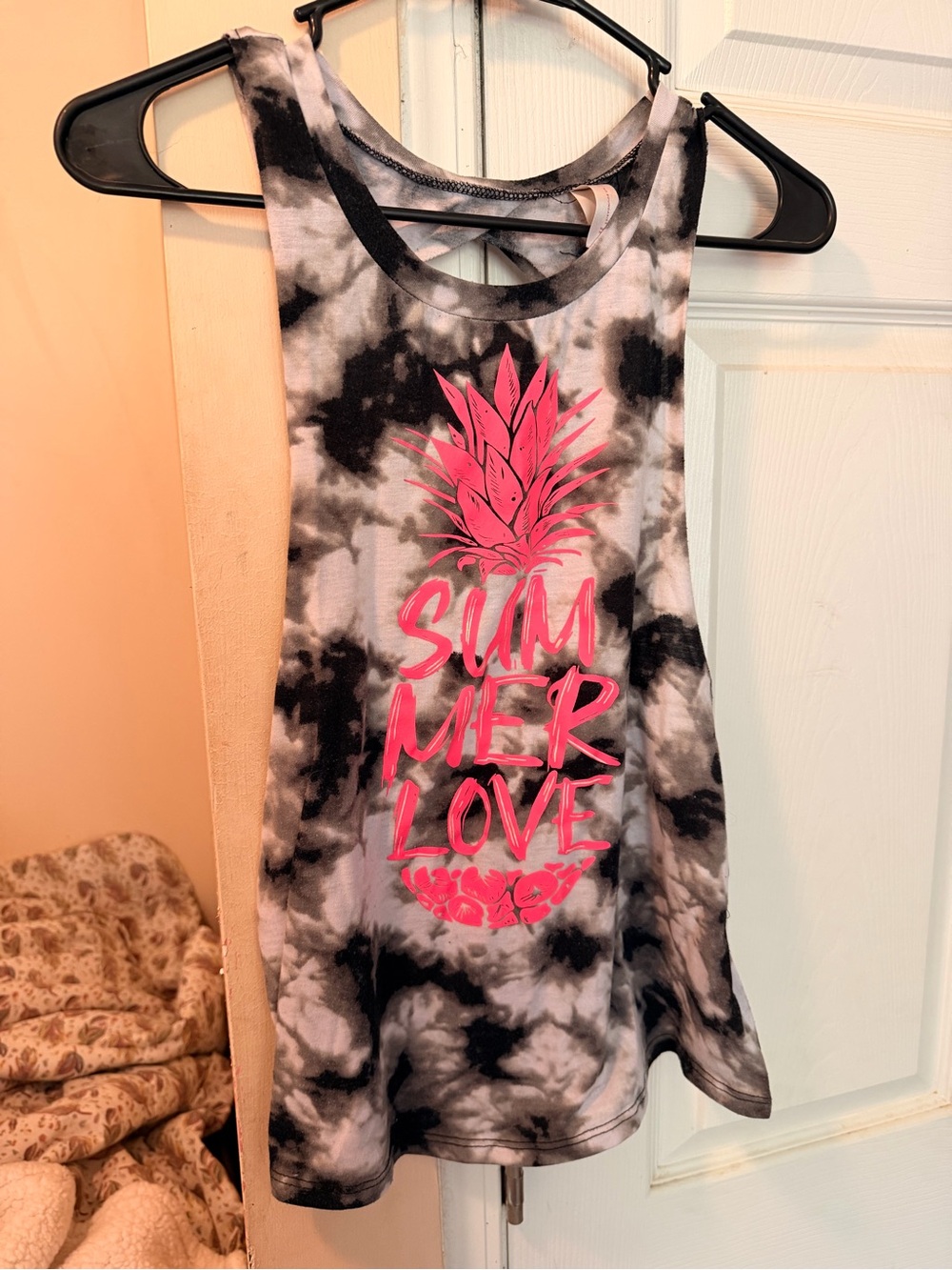 No Boundaries Black & Pink Tie-Dye Pineapple Tank